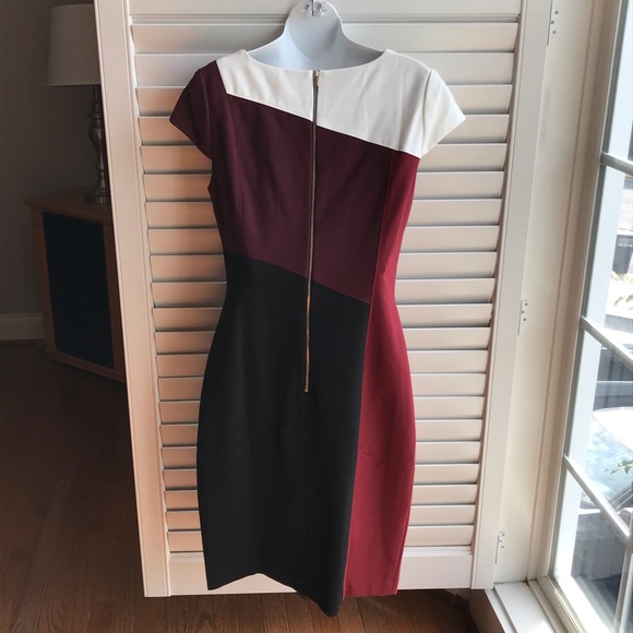 NWT WHBM Color-block Dress Red Black White Size 8 - Picture 2 of 5